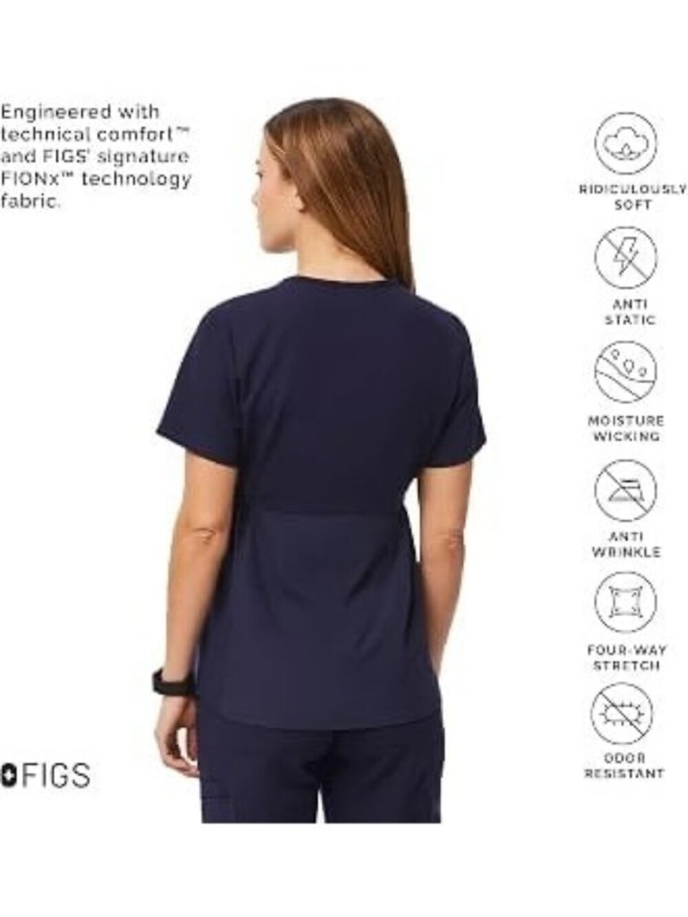 FIGS Octavia Maternity Scrub Top V-Neck One Pocket Curved High Low Hem Stretch S